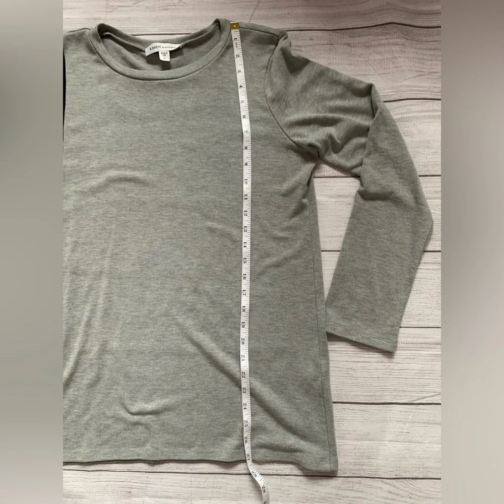 Karen by Karen Kane Gray Black Asymmetrical Minimalist Light Sweater Top
